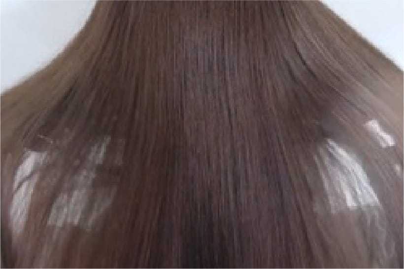 ツヤのある滑らかなブラウンヘアの後ろ姿